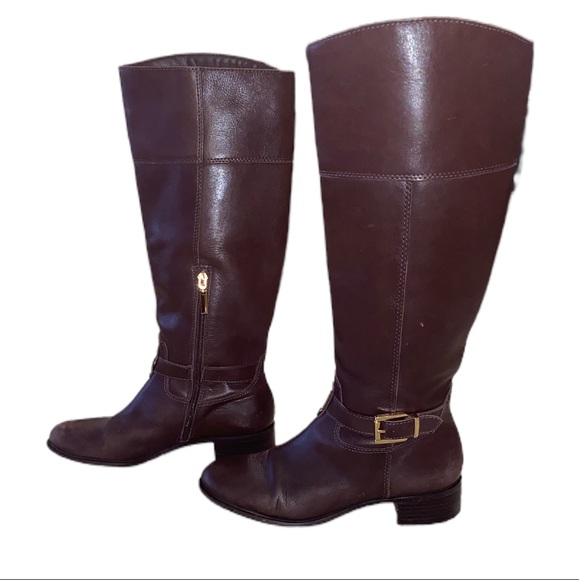 Banana Republic Sloanne Brown Leather High Riding Boots - 8.5 - Picture 5 of 16